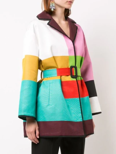 Shop Mary Katrantzou Color-block Belted Coat - Multicolour