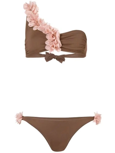 Shop La Reveche Rasha Bikini In Brown