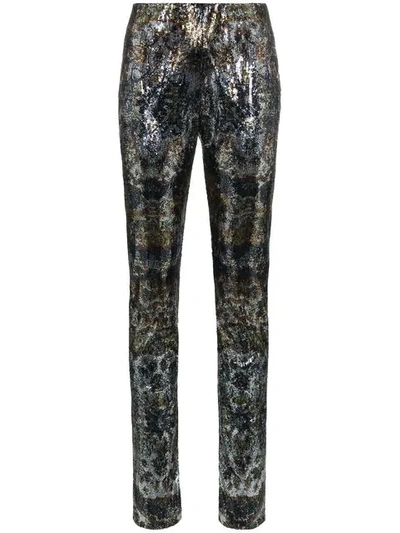 Shop Mary Katrantzou Sequinned Straight Leg Trousers In Metallic