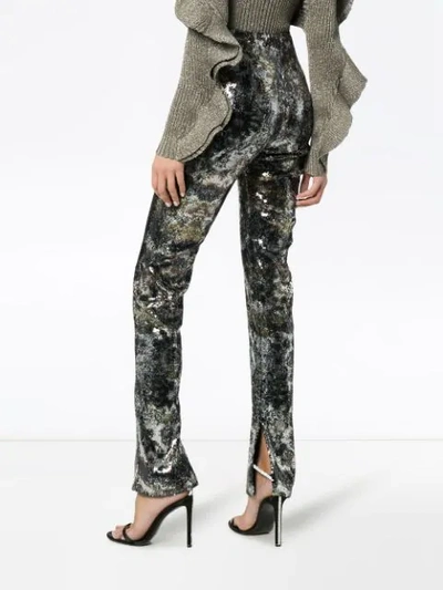 Shop Mary Katrantzou Sequinned Straight Leg Trousers In Metallic
