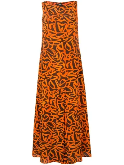 Shop Aspesi Orange Silk Dress