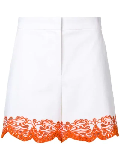 Shop Emilio Pucci White Sangallo Embroidered Shorts