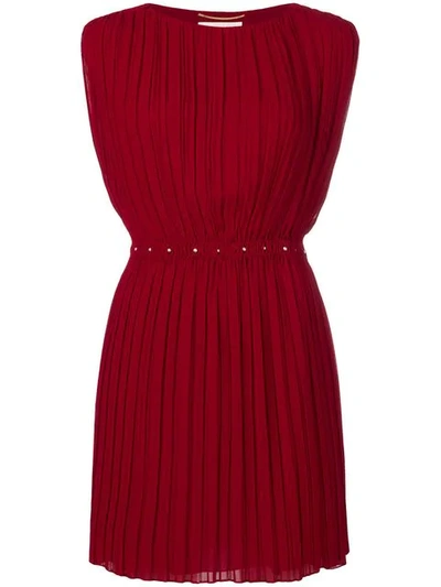 Shop Saint Laurent Short Pleated Dress In Red