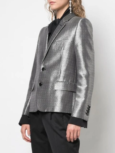 Shop Saint Laurent Metallic Sheen Blazer In Grey