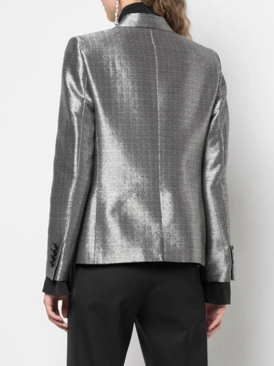 Shop Saint Laurent Metallic Sheen Blazer In Grey