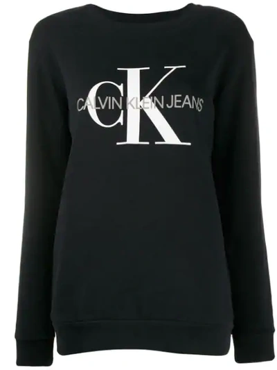 Shop Calvin Klein Jeans Est.1978 Logo Embroidered Sweater In Black