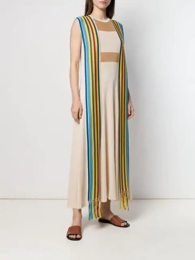 Shop Loewe Stripe Bands Knit Dress In Neutrals