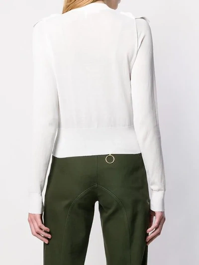 Shop See By Chloé Frill-trim Fitted Sweater In White