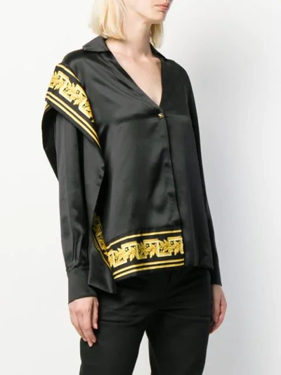 Shop Versace Baroque Detail Asymmetric Shirt In Black