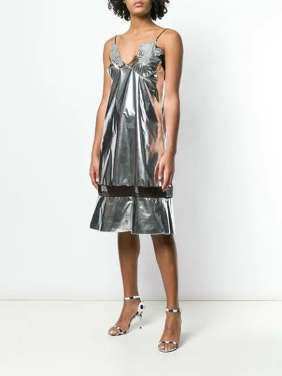 Shop Maison Margiela Glossy Midi Dress In Silver