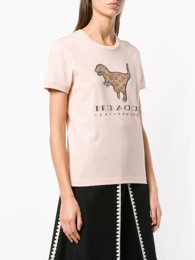 Shop Coach Dinosaur Print T-shirt In Pink