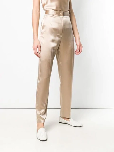 Shop Joseph Satin Trousers In Neutrals