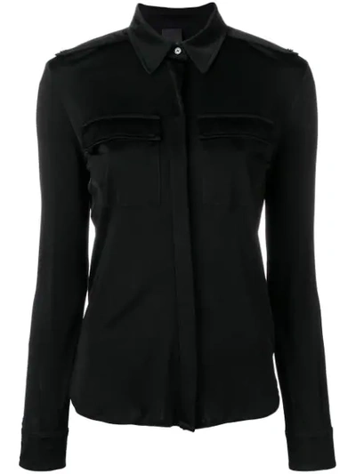 Shop Pinko Chest Pocket Fitted Shirt In Black