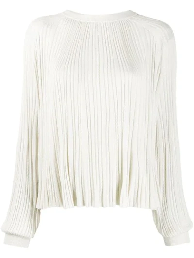 Shop Chloé Pleated Knitted Top In White