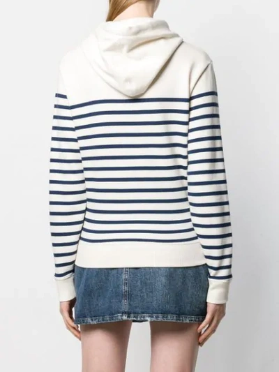 SAINT LAURENT HORIZONTAL STRIPED HOODIE - 白色