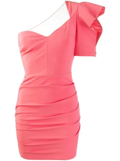 Shop Elisabetta Franchi One Shoulder Mini Dress In Pink