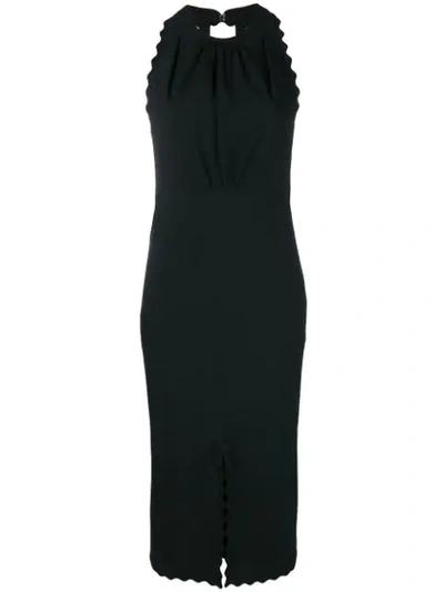 Shop Chloé Scalloped Midi Dress In Black