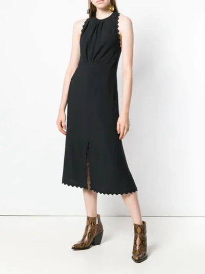 Shop Chloé Scalloped Midi Dress In Black