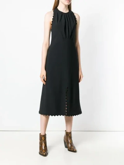 Shop Chloé Scalloped Midi Dress In Black