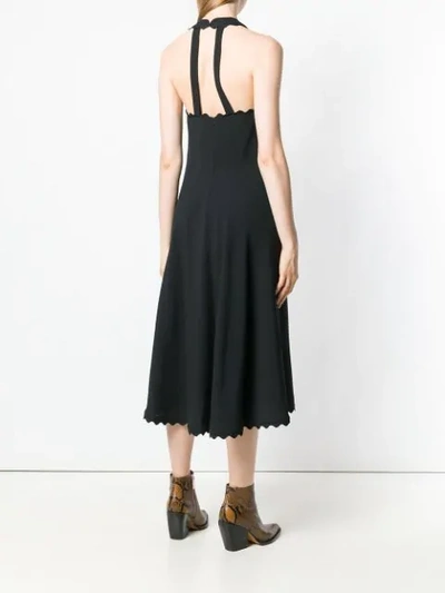 Shop Chloé Scalloped Midi Dress In Black