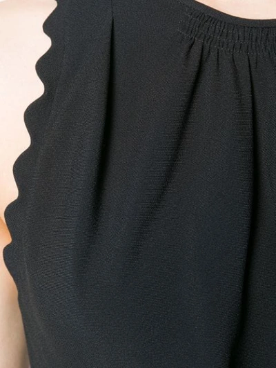 Shop Chloé Scalloped Midi Dress In Black
