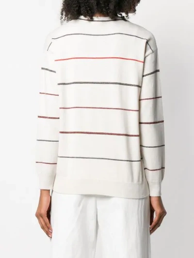 Shop Brunello Cucinelli Striped Crew Neck Jumper In Neutrals