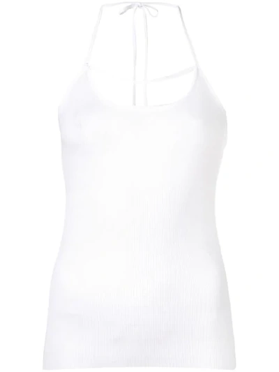 Shop Jacquemus Fitted Halter Neck Top In White