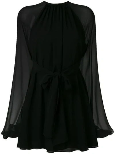 Shop Saint Laurent Georgette Mini Dress In Black