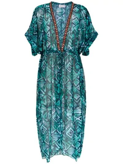 Shop Brigitte Silk Beach Dress In Blue