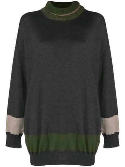 Shop Antonio Marras Stripe Detail Turtleneck Sweater - Grey
