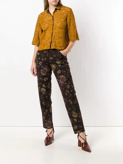 Shop Roseanna Charles Floral Trousers In Brown