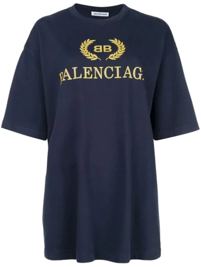 Shop Balenciaga Logo T-shirt - Blue