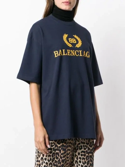 Shop Balenciaga Logo T-shirt - Blue