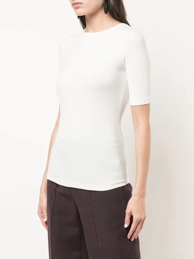 Shop Adam Lippes Fitted Jersey T-shirt In Ivory