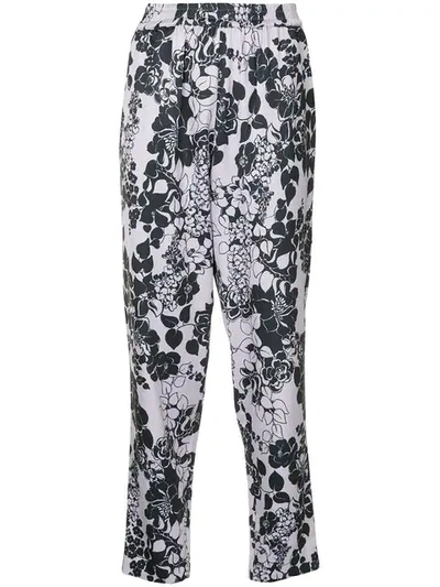 Shop Layeur Printed Tapered Trousers In Lilac/ Night Sky