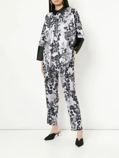 Shop Layeur Printed Tapered Trousers In Lilac/ Night Sky