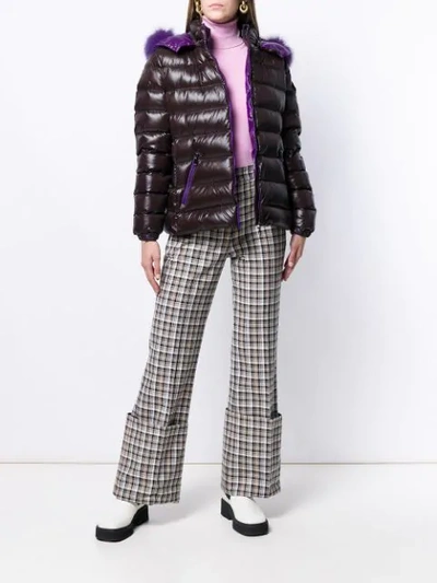 Shop Moncler Fur Lined Puffer Jacket In Purple