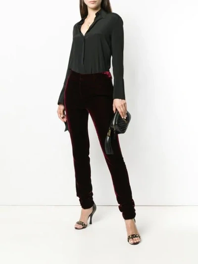 Shop Saint Laurent Slim-fit Trousers In Red