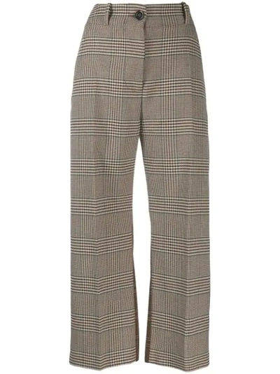 Shop Mm6 Maison Margiela Checked Trousers In Brown