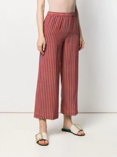 Shop Aspesi Striped Flare Trousers - Orange