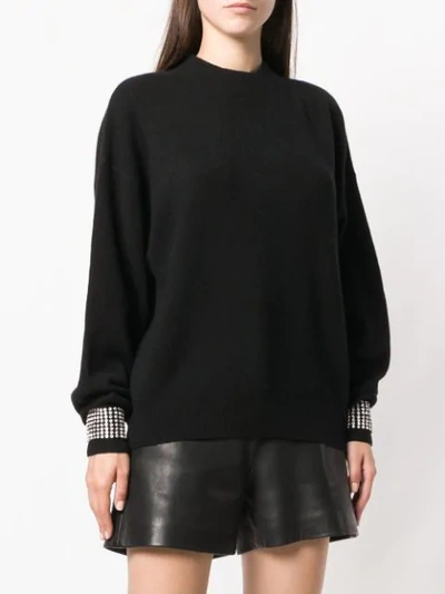Shop Alexander Wang Crystal Embellished Sweater In Black