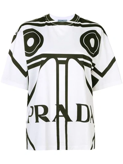 Shop Prada Oversized Logo Print T-shirt In White