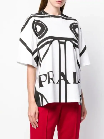 Shop Prada Oversized Logo Print T-shirt In White