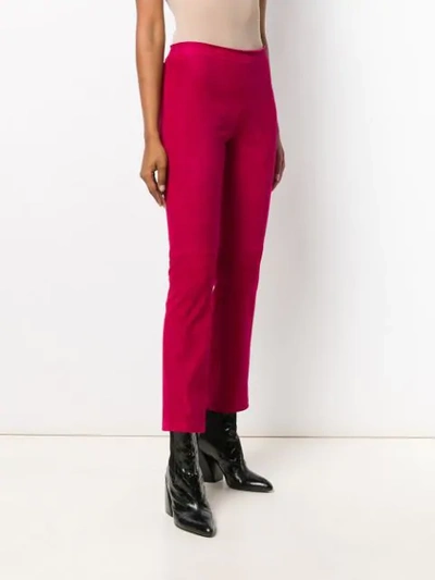 Shop Stouls Classic Leather Trousers In Pink