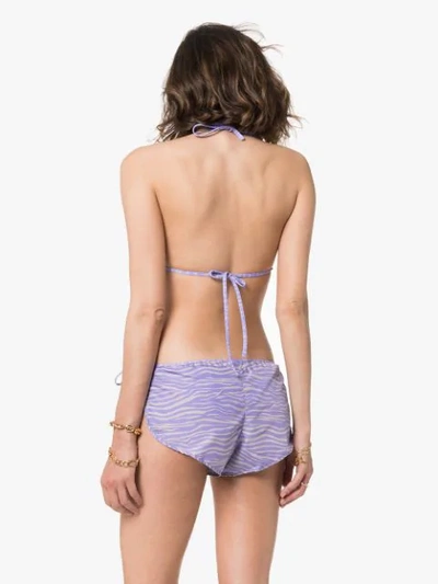 Shop Ack Nautico Tiger Print Bikini In Purple