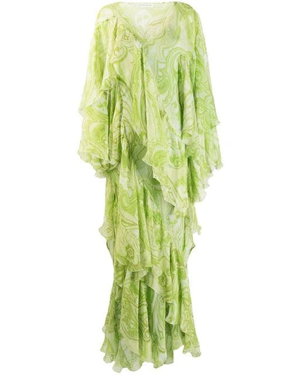 Shop Etro Maxi Ruffled Printed Dress - Green