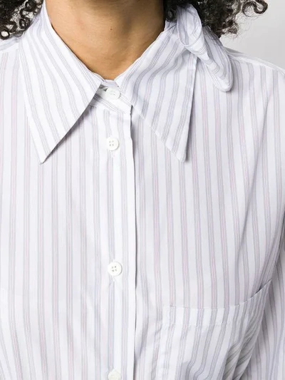 Shop Prada Striped Bow Collar Shirt In White