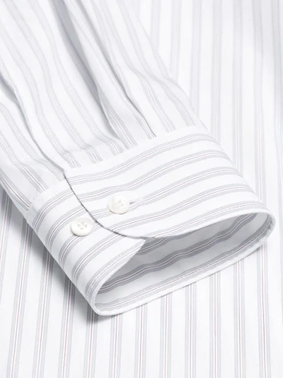Shop Prada Striped Bow Collar Shirt In White