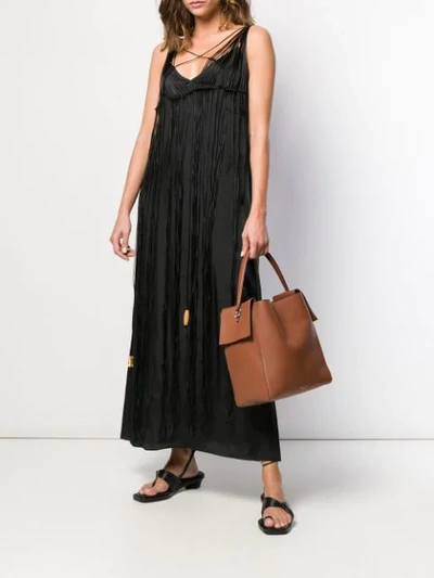 PORTS 1961 FRINGED SLEEVELESS MAXI DRESS 