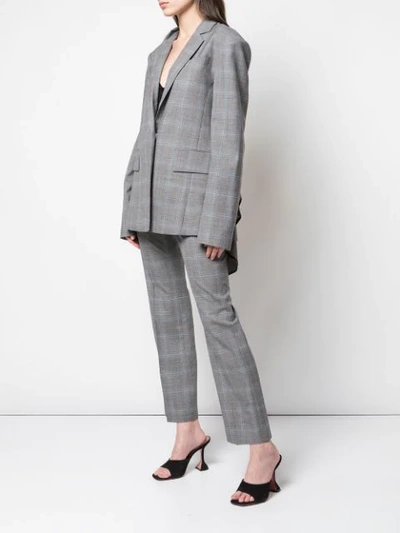 Shop Adeam Check Oversized Blazer In Slate